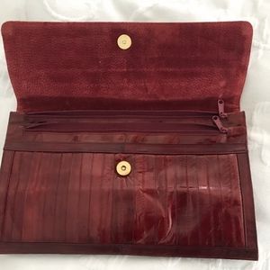 Genuine EEL Skin Clutch Purse in Maroon
